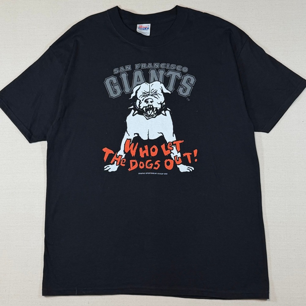Vintage 2000 Vintage San Francisco Giants Who Let The Dogs Out Hanes Shirt XL